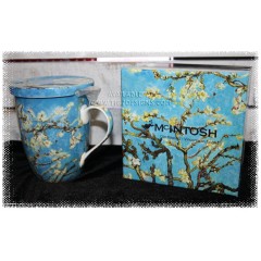 McIntosh Fine Bone China - Vincent Van Gogh Almond Blossom Tea Mug w/infuser & Lid